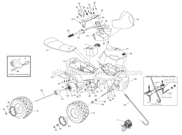 Page A Diagram and Parts List for 74110-9993  Power Wheels Ride-On ATVs